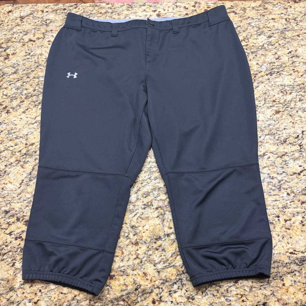 Under Armour Mens XXL Black Baseball Knicker Pants Fitted Athletic Sportswear ws